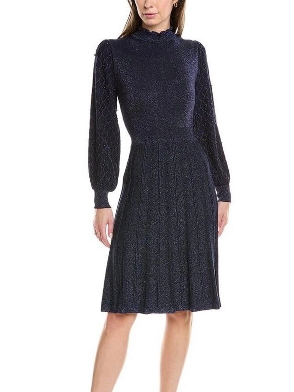 Nanette Lepore Shimmery Navy Knit Midi Dress